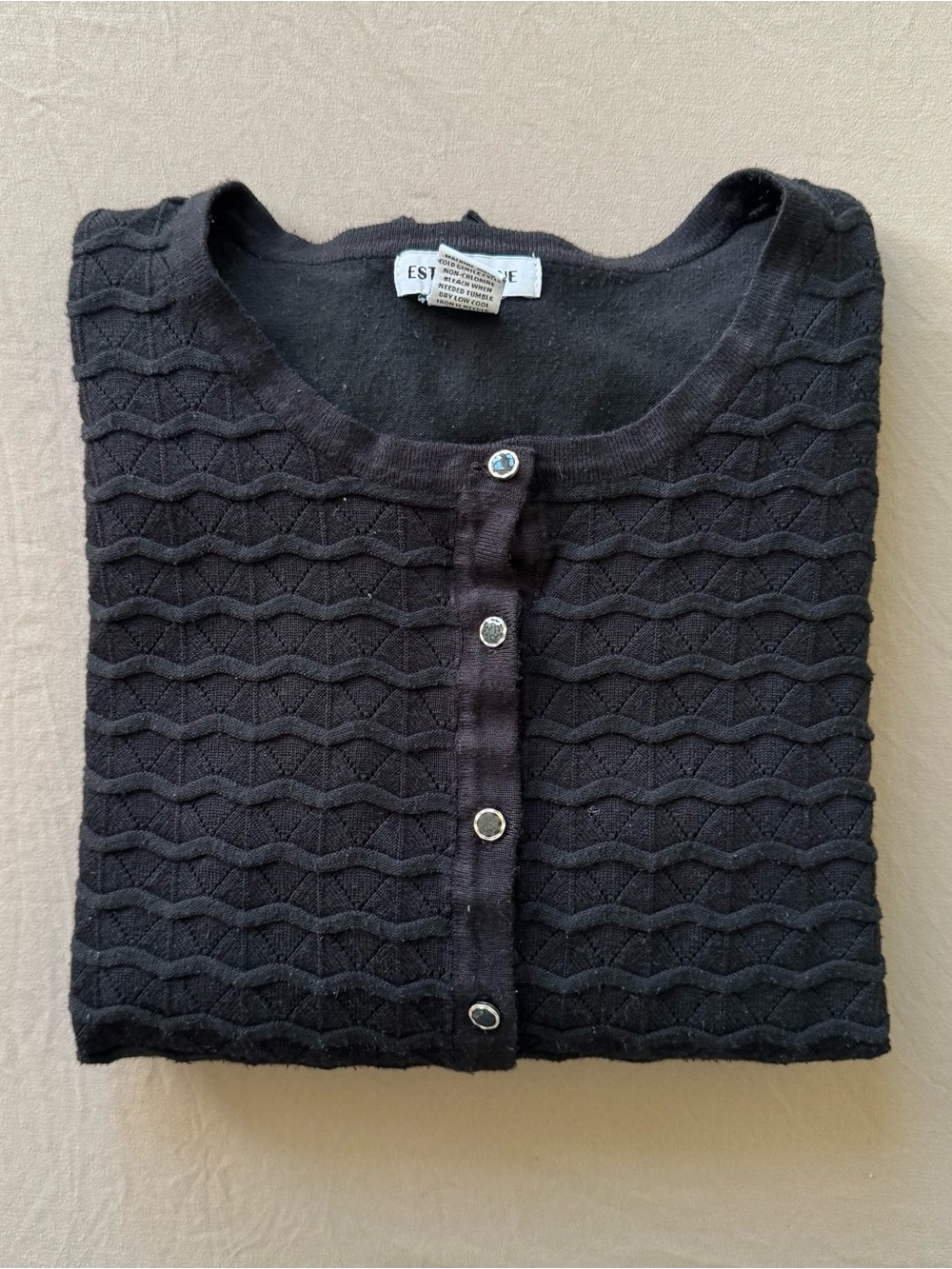 Vintage textured wavy knit cardigan sweater